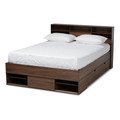 Baxton Studio Tristan Wood 1-Drawer Queen Size Platform Storage Bed with Shelves 164-10746